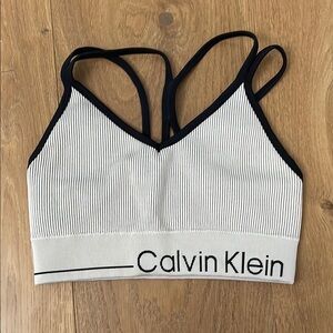 Calvin Klein Women's Striped Bralette - Black and Tan